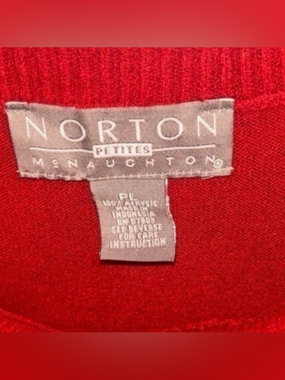 Vintage Norton McNaughton Red Cowl Neck Sweater LP - Picture 6 of 7